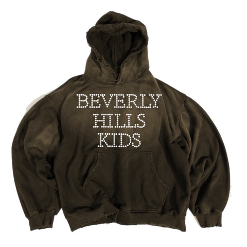 “Beverly Hills Kids” brown rhinestone hoodie