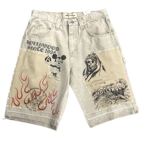 "Studded Carpenter" Khaki Shorts